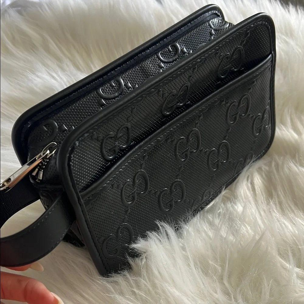 Gucci Black Embossed Shoulder Bag